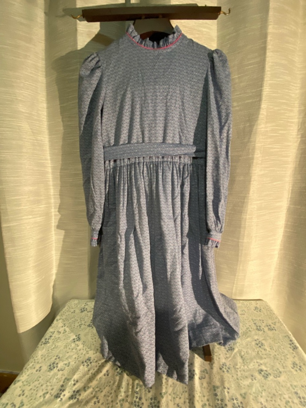 Yves Saint Laurent Light Blue Patterned Long Sleeve Girls' Dress
